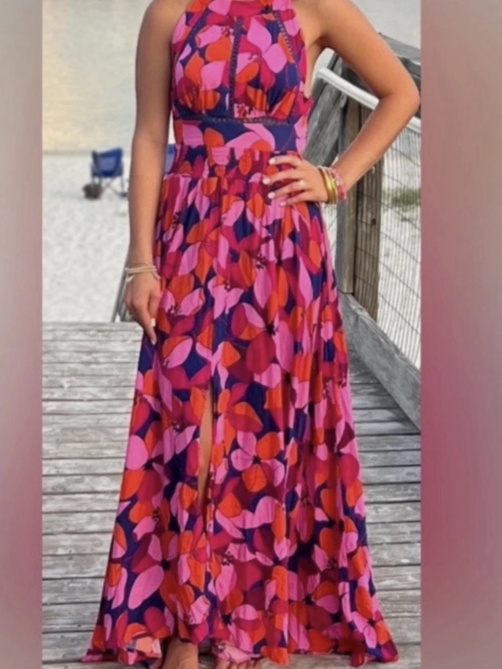 ATL: Abel the Label XS Rumi Pink & blue Maxi Dress